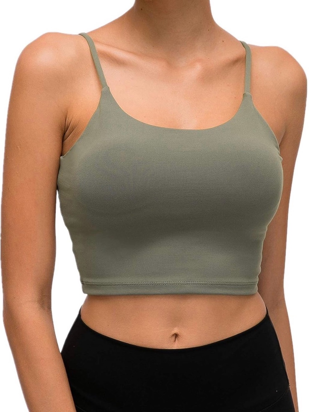 Padded Sports Bra in Army Green, size S